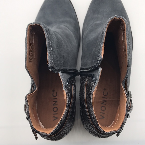 Vionic Naomi Ankle Boot Suede & Snake Print Shoe size 8.5 - Picture 9 of 10